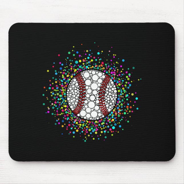 Mousepad Funny Polka Dots Baseball Lover Fan Happy Dot Day  (Frente)