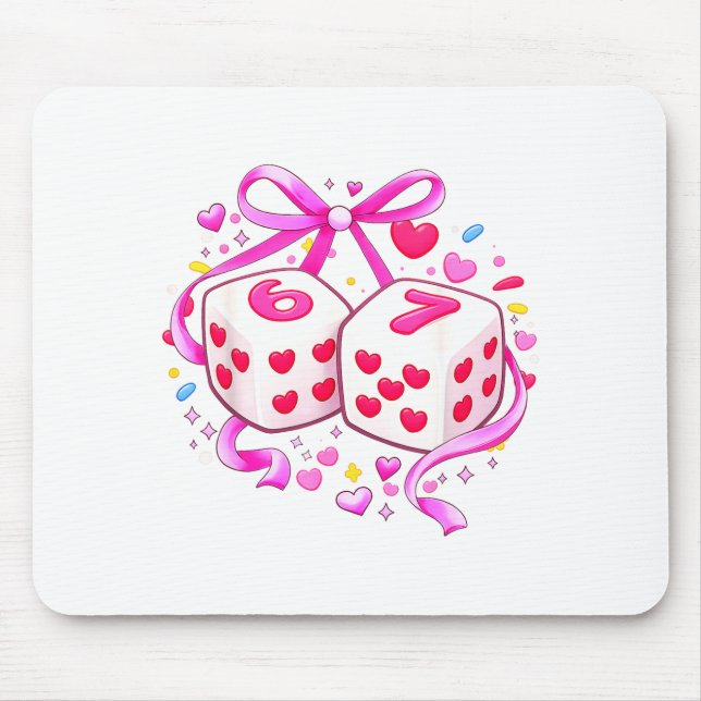 Mousepad Funny Preppy 67 Valentine Six Seven Dice 6 7 Women (Frente)