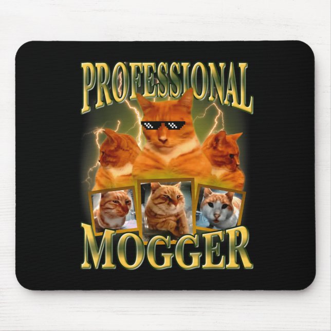 Mousepad Funny Professional Mogger Cat Meme Mewing Looksmax (Frente)