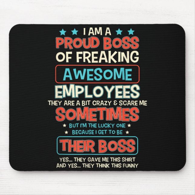 Mousepad Funny Proud Boss Employee Appreciation Office Men  (Frente)