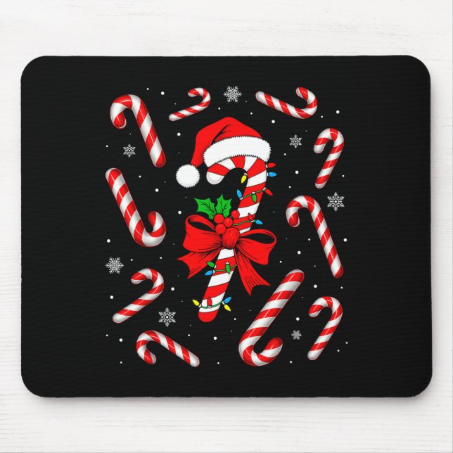Mousepad Funny Red And White Candy Cane Xmas Lights Santa C (Frente)