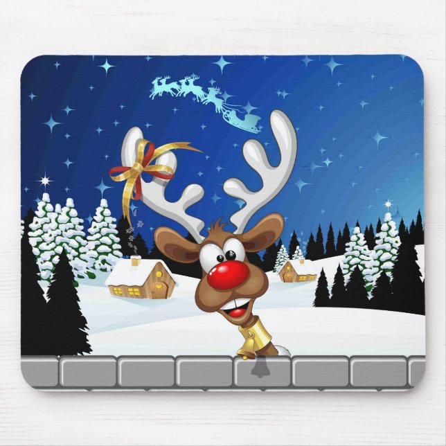 Mousepad Funny Reindeer Peeking Christmas Meme  (Frente)