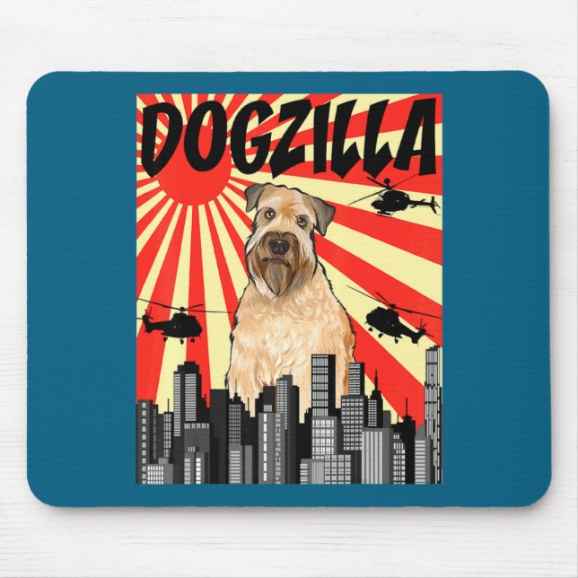 Mousepad Funny Retro Japanese Dogzilla Soft Coated Wheaten  (Frente)