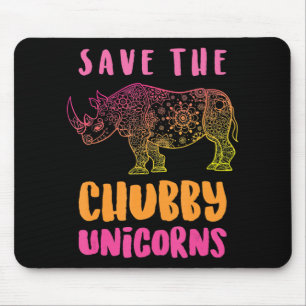 Mousepad Funny Rhino Save Chubby Unicórnios Direitos Anima