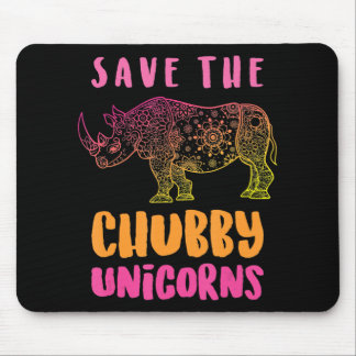 Mousepad Funny Rhino Save Chubby Unicórnios Direitos Animai