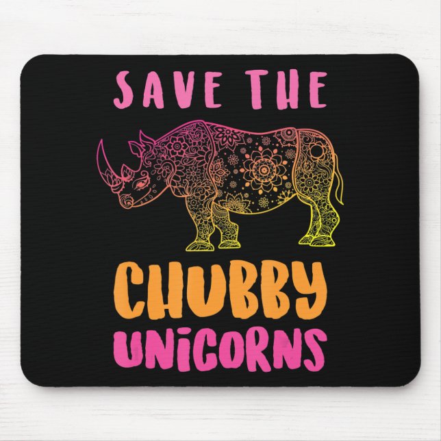 Mousepad Funny Rhino Save Chubby Unicórnios Direitos Animai (Frente)