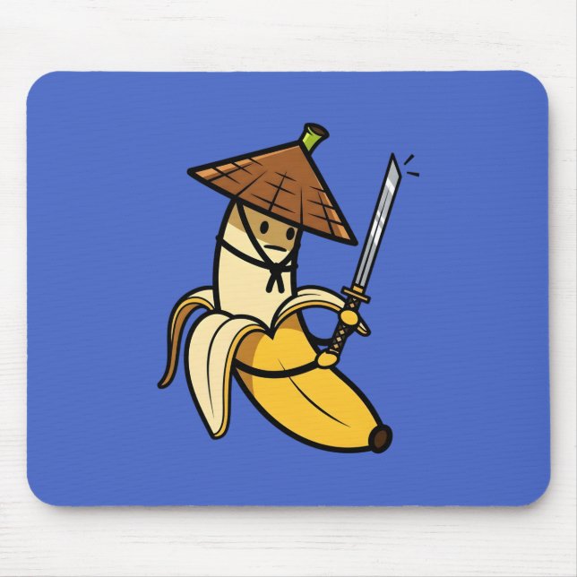 Mousepad Funny Samurai Banana Ronin Cartoon Illustration (Frente)