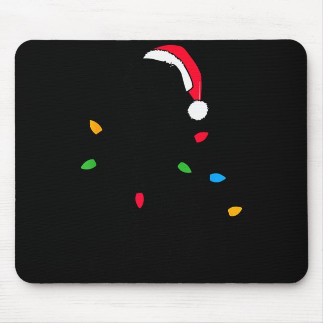 Mousepad Funny Santa Miniature Schnauzer Christmas Lights D (Frente)