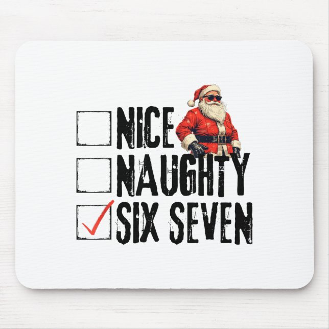 Mousepad Funny Santa Nice Naughty Six Seven Meme 67 Christm (Frente)