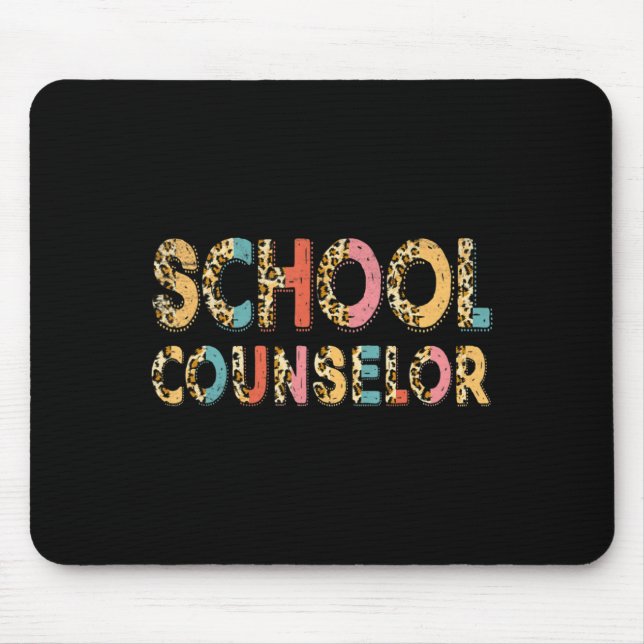 Mousepad Funny School Counselor Teacher Leopard School Coun (Frente)