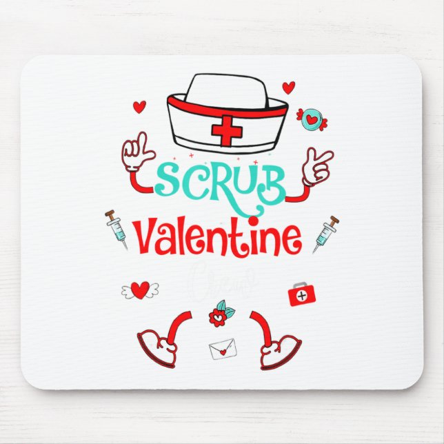 Mousepad Funny Scrub Valentines Day Nurse Crew Family Group (Frente)