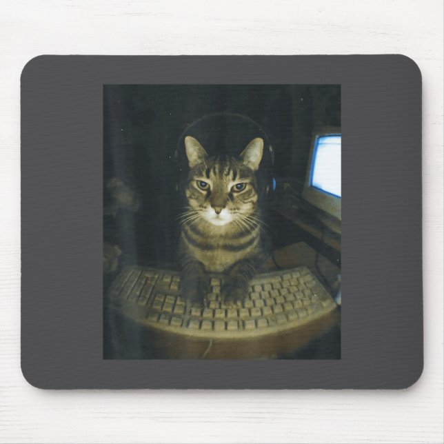 Mousepad Funny Serious Gamer Cat Lovers Stud Kitty Cat Meme (Frente)