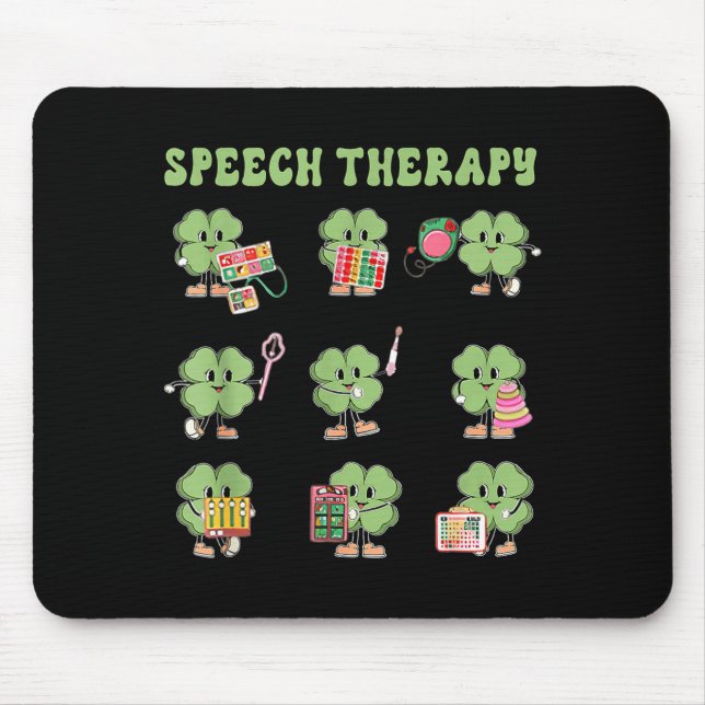 Mousepad Funny Shamrock Speech Therapy St Patrick's Day Slp (Frente)