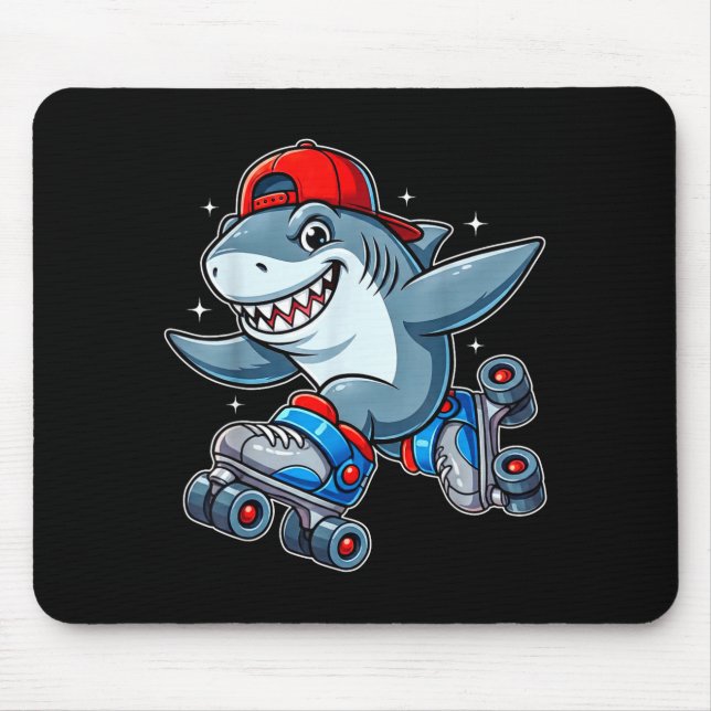 Mousepad Funny Shark On Roller Skates Cute Cool Skater Anim (Frente)