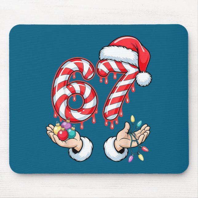 Mousepad Funny Six Seven 67 Christmas Candy Cane Festive Ho (Frente)