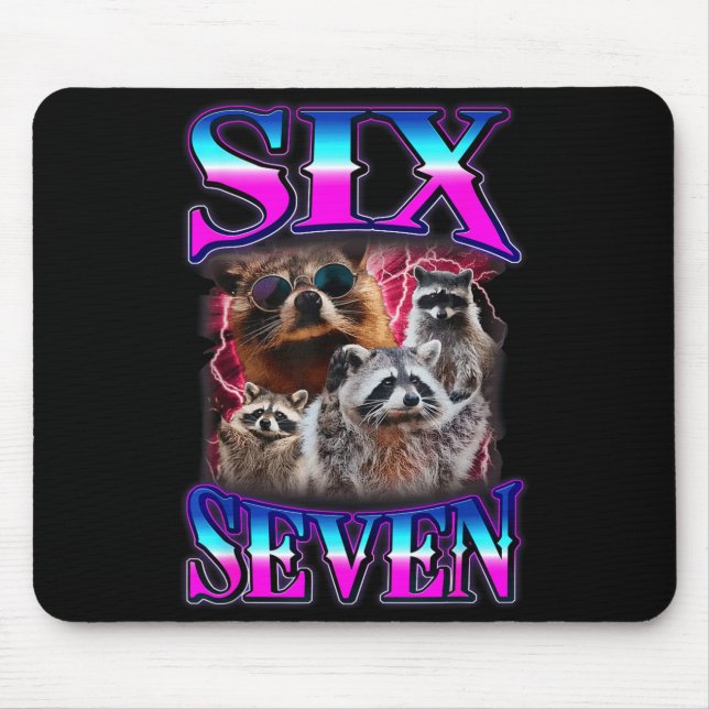 Mousepad Funny Six Seven 67 Meme 67 Racoon Meme Bootleg Gra (Frente)