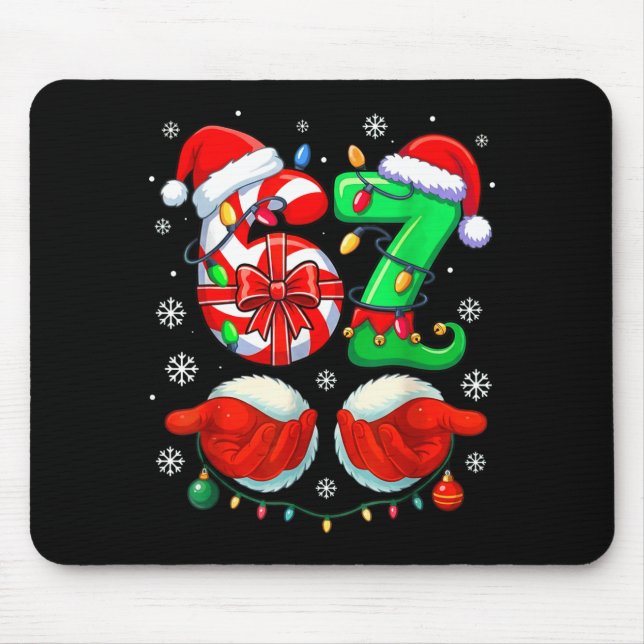 Mousepad Funny Six Seven 67 Meme 6 7 Christmas Santa Hand B (Frente)