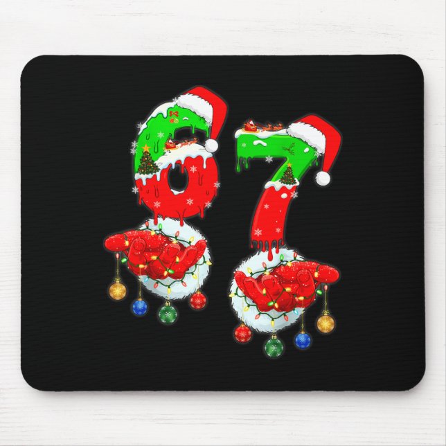 Mousepad Funny Six Seven 67 Meme 6 7 Christmas Santa Hand B (Frente)