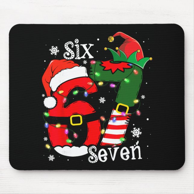 Mousepad Funny Six Seven 67 Meme 6 7 Elf Santa Christmas Pa (Frente)