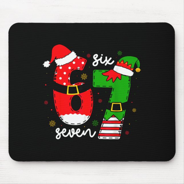 Mousepad Funny Six Seven 67 Meme 6 7 Elf Santa Christmas Pa (Frente)