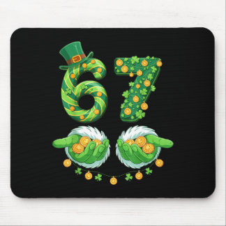 Mousepad Funny Six Seven 67 Meme Shamrocks St Patricks Day 