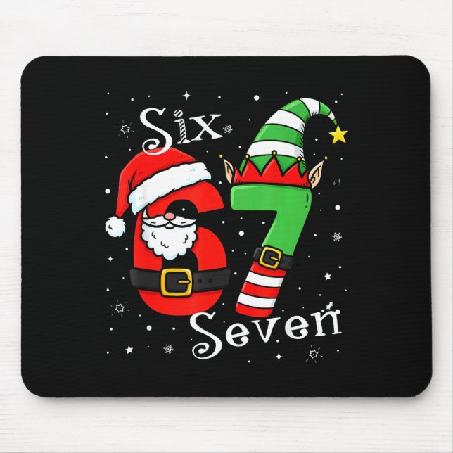Mousepad Funny Six Seven 6 7 Meme Christmas Santa Elf Numbe (Frente)