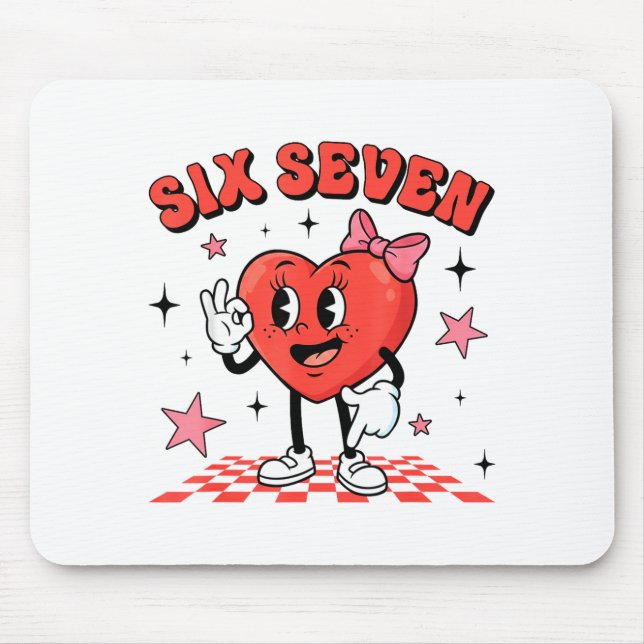 Mousepad Funny Six Seven Cute Heart 67 Meme Valentine Kids  (Frente)