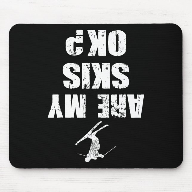 Mousepad Funny Ski Tee Distressed Skiing Winter Sports Ski  (Frente)