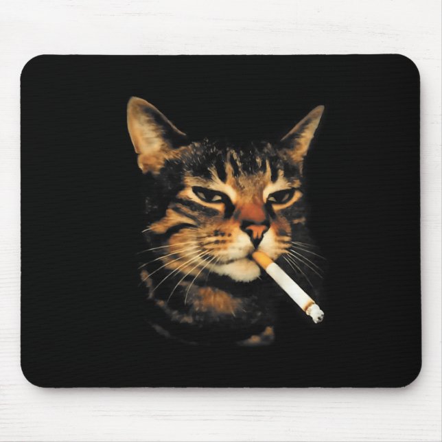 Mousepad Funny Smoking Cat Cigarette Kitten Meme Stupid Bra (Frente)