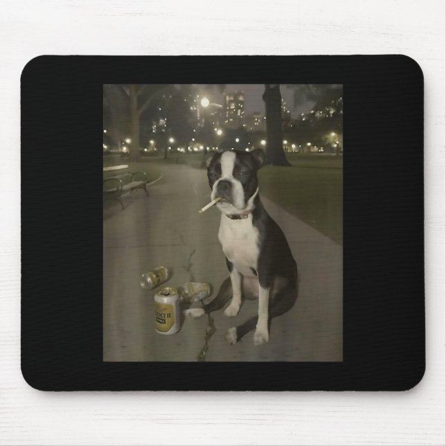 Mousepad Funny Smoking Dog Meme Cigarette Gen Z Meme Dog Lo (Frente)