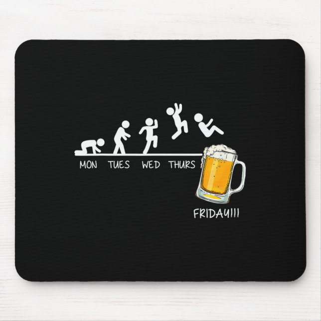 Mousepad Funny Stickman Jumping Beer Days Of Week Friday Dr (Frente)