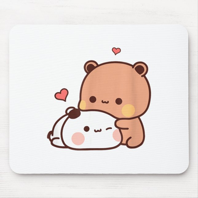 Mousepad Funny Sweet Kawaii Kp Bear Panda Hugging Couple Lo (Frente)
