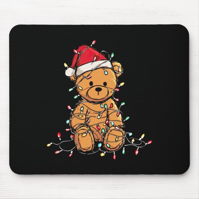 Mousepad Funny Teddy Bear Christmas Graphics Lights Lover L (Frente)