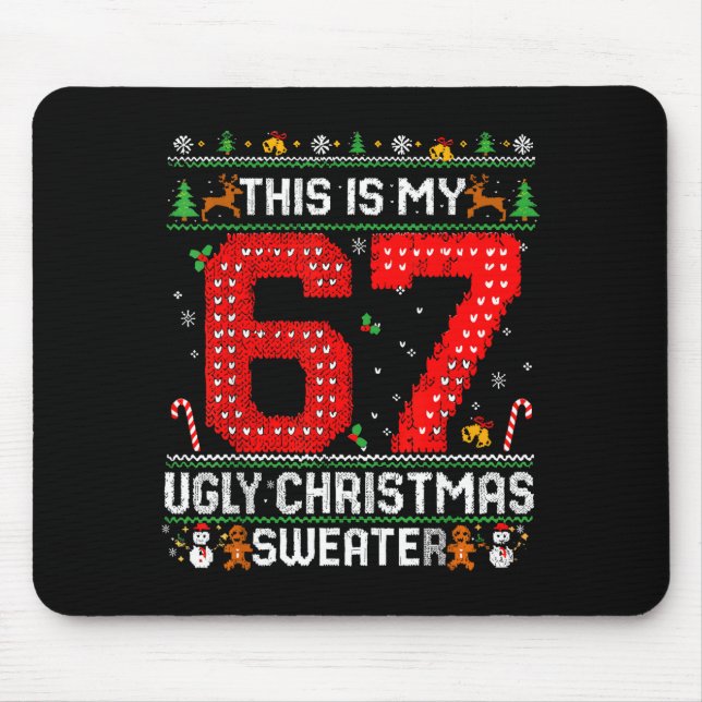Mousepad Funny This Is My 67 Ugly Christmas Sweater Xmas Ma (Frente)