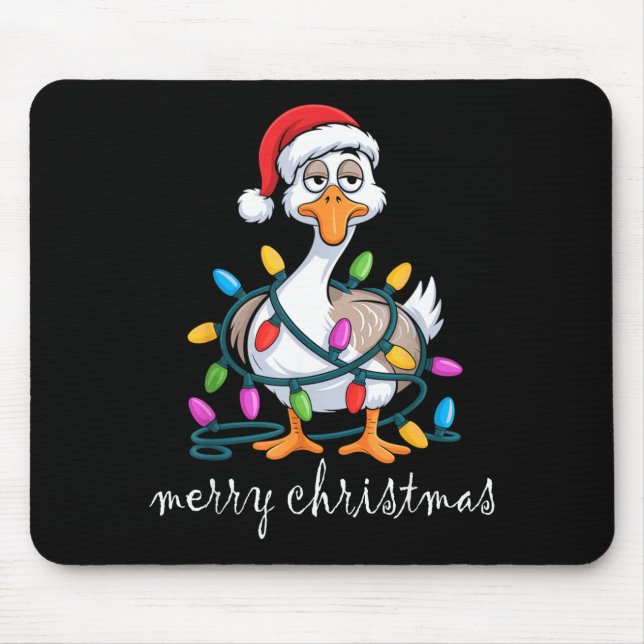 Mousepad Funny Tired Goose Christmas Lights Silly Holiday F (Frente)