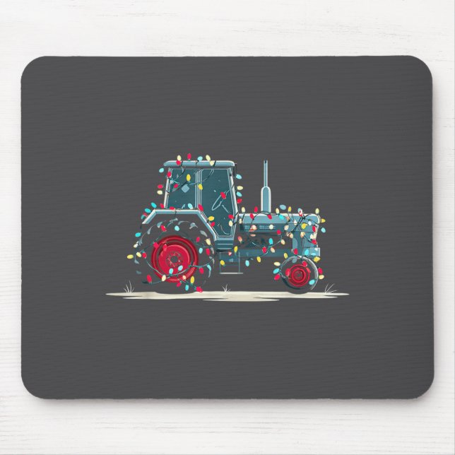Mousepad Funny Tractor Christmas Graphics Lights Lover Farm (Frente)