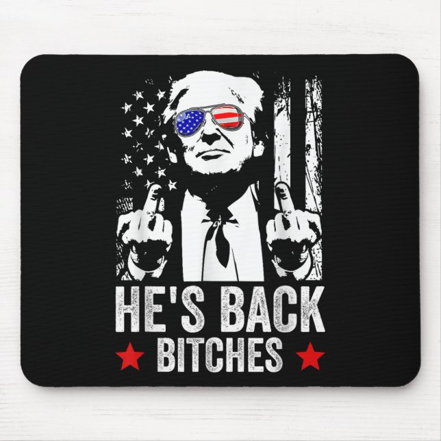 Mousepad Funny Trump 2024 Hes Back Es Trump 2025 (Frente)