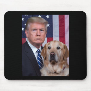 Mousepad Funny Trump E Cachorro Retriever Dourado Bandeira