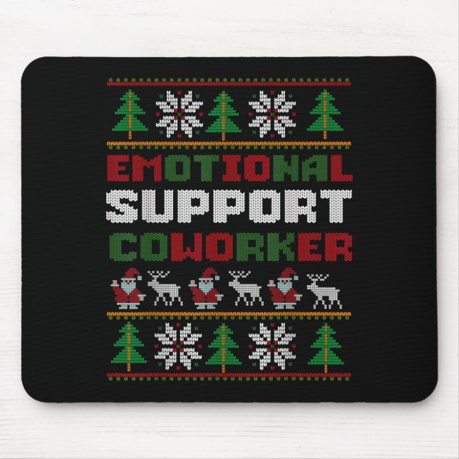Mousepad Funny Ugly Christmas Sweater Emotional Suprt Cowor (Frente)