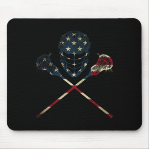 Mousepad Funny Vintage American Flag Lacrosse Esportes Nos