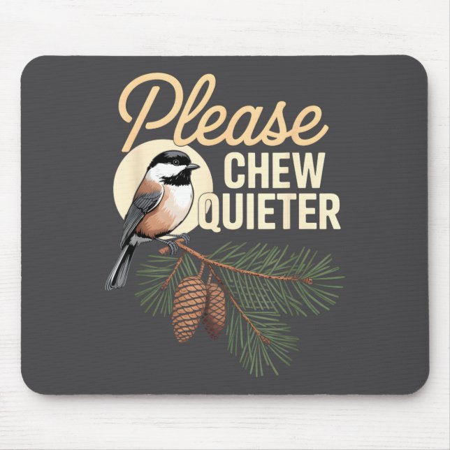 Mousepad Funny Vintage Bird Nature Illustration Please Chew (Frente)