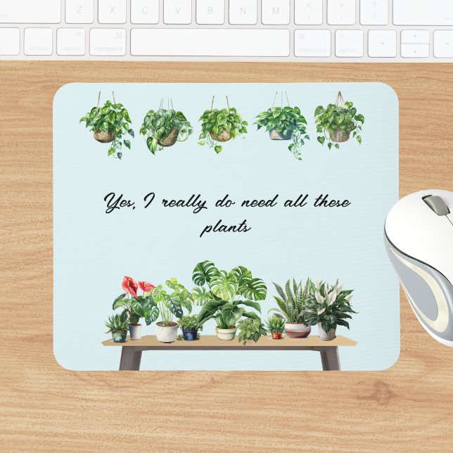 Mousepad Funny Watercolor Plant Lover (Criador carregado)
