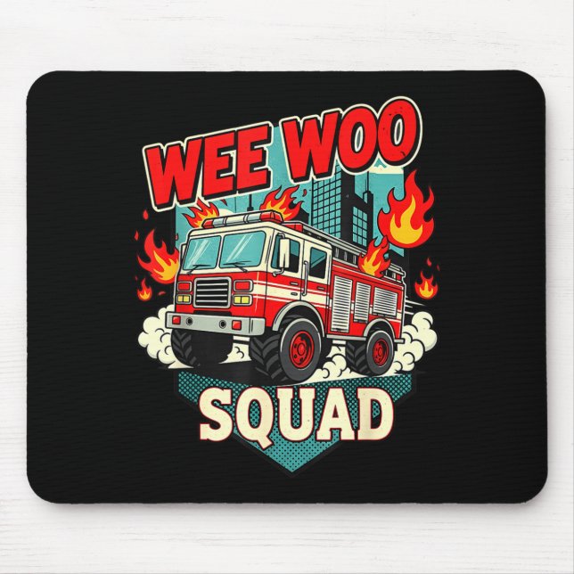 Mousepad Funny Wee Woo Squad Fire Department Firefighter Fi (Frente)