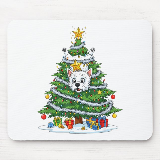 Mousepad Funny West Highland White Terrier Dog Christmas Tr (Frente)