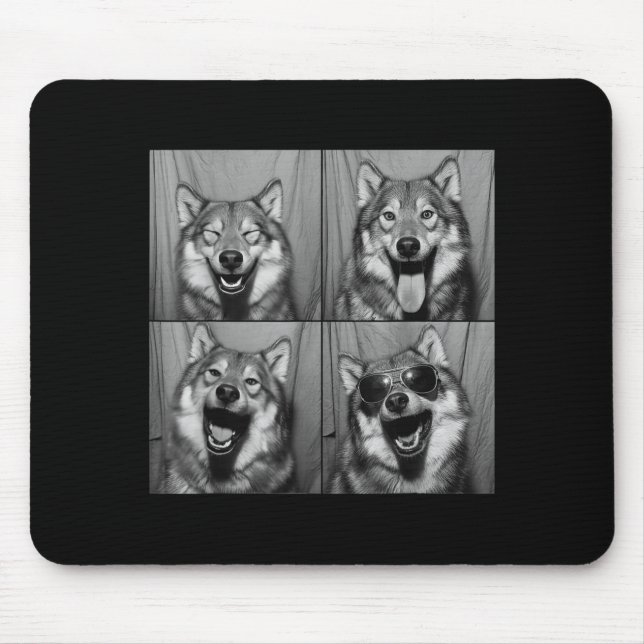 Mousepad Funny Wolf Photo Booth Sungles Dog  (Frente)