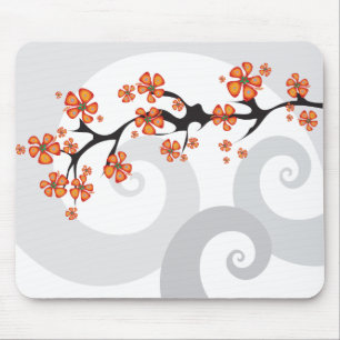 Mousepad Fusão e redemoinhos alaranjados tropicais moderno