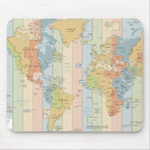Mousepad Fusos horários do viajante de mundo de Europa e d