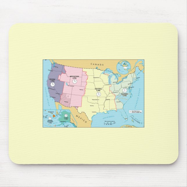 Mousepad Fusos horários dos E.U. (Frente)
