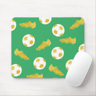 Mousepad Futebol Clássico Elegante Dourado Limpa Bola Verde