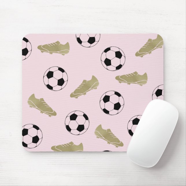 Mousepad Futebol Clássico Moderno Limpa Bola Cor-de-Rosa (Com mouse)